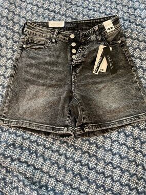 Judy Blue Washed Black High-Rise Button-Fly Jean Shorts